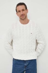 Bavlněný svetr Tommy Hilfiger bílá