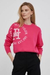 Bavlněný svetr Tommy Hilfiger růžová