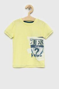 Dětské bavlněné tričko Guess žlutá