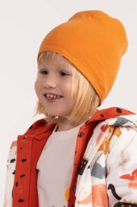 Oboustranná dětská čepice Coccodrillo oranžová barva