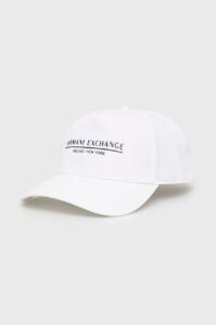 Bavlněná čepice Armani Exchange bílá