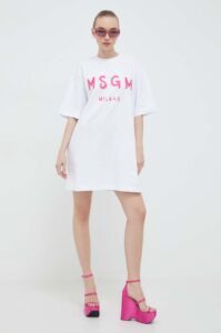 Bavlněné šaty MSGM bílá