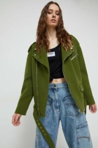 Vlněná bunda Moschino Jeans zelená