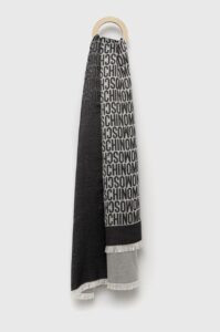 Hedvábná šála Moschino černá barva
