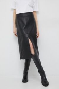 Kožená sukně Calvin Klein černá