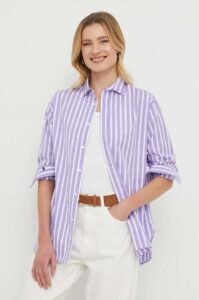 Bavlněná košile Polo Ralph Lauren fialová barva