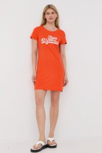 Bavlněné šaty Love Moschino oranžová