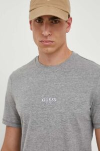 Bavlněné tričko Guess AIDY šedá barva