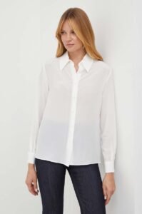 Hedvábné tričko Luisa Spagnoli bílá barva