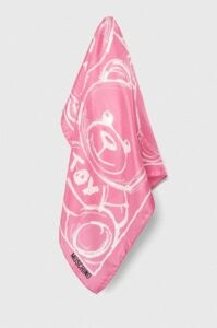 Hedvábný kapesníček Moschino růžová barva