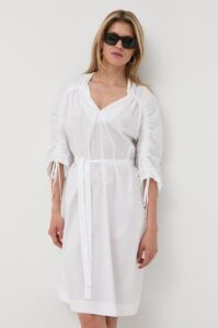 Bavlněné šaty BOSS bílá