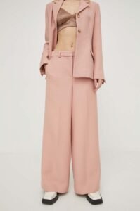 Vlněné kalhoty Lovechild růžová barva