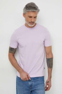 Bavlněné tričko BOSS fialová