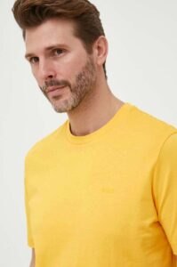 Bavlněné tričko BOSS žlutá