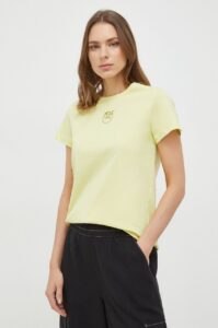 Bavlněné tričko Pinko žlutá