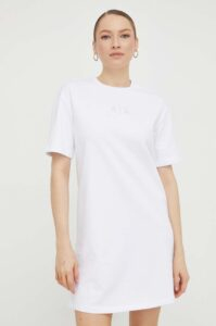 Bavlněné šaty Armani Exchange bílá barva