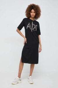 Bavlněné šaty Armani Exchange černá barva
