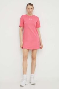Bavlněné šaty Armani Exchange růžová barva