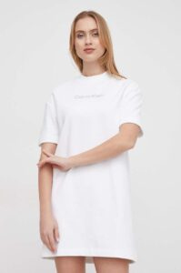 Bavlněné šaty Calvin Klein bílá