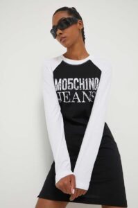 Bavlněné šaty Moschino Jeans bílá