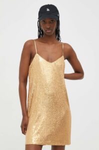 Šaty Superdry zlatá barva