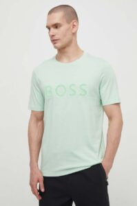 Bavlněné tričko Boss Green zelená