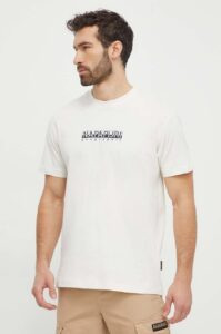 Bavlněné tričko Napapijri S-Box béžová barva