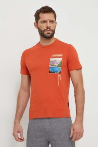 Bavlněné tričko Napapijri S-Canada oranžová barva