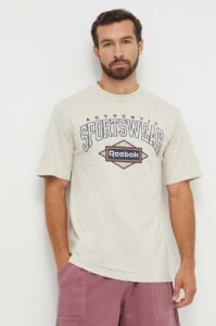 Bavlněné tričko Reebok Classic béžová