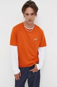 Bavlněné tričko Tommy Jeans oranžová