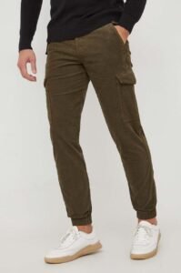Manšestrové kalhoty Tommy Hilfiger zelená barva
