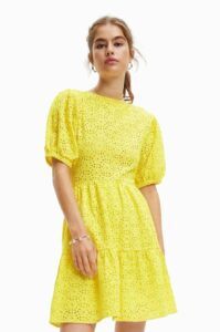 Bavlněné šaty Desigual žlutá