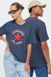 Bavlněné tričko Converse tmavomodrá barva