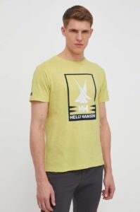 Bavlněné tričko Helly Hansen žlutá