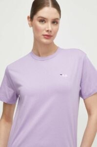 Bavlněné tričko Fila fialová
