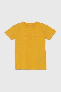Dětské bavlněné tričko Guess žlutá