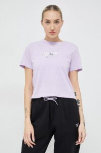 Bavlněné tričko Reebok fialová