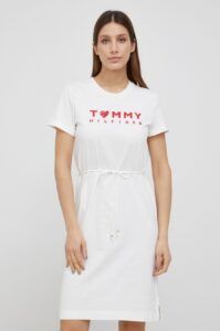 Bavlněné šaty Tommy Hilfiger bílá
