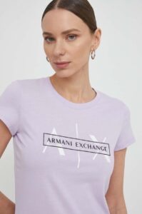 Bavlněné tričko Armani Exchange fialová