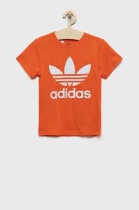 Dětské bavlněné tričko adidas Originals oranžová