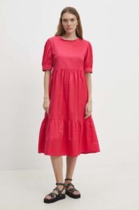 Bavlněné šaty Answear Lab růžová