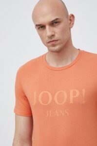 Bavlněné tričko Joop! oranžová barva