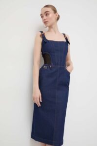 Džínové šaty Versace Jeans Couture tmavomodrá