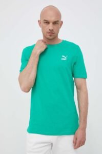 Bavlněné tričko Puma zelená