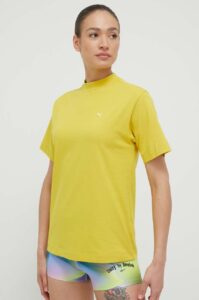 Bavlněné tričko Puma žlutá