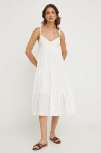 Bavlněné šaty Answear Lab bílá