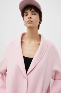 Vlněný kabát American Vintage růžová