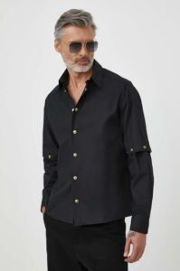 Bavlněná košile Versace Jeans Couture černá barva