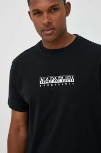 Bavlněné tričko Napapijri S-Box černá barva