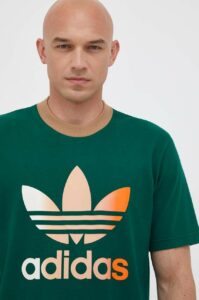 Bavlněné tričko adidas Originals zelená